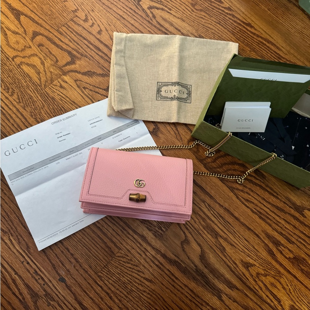 GUCCI DIANA MINI BAG WITH BAMBOO, NWT, pink
